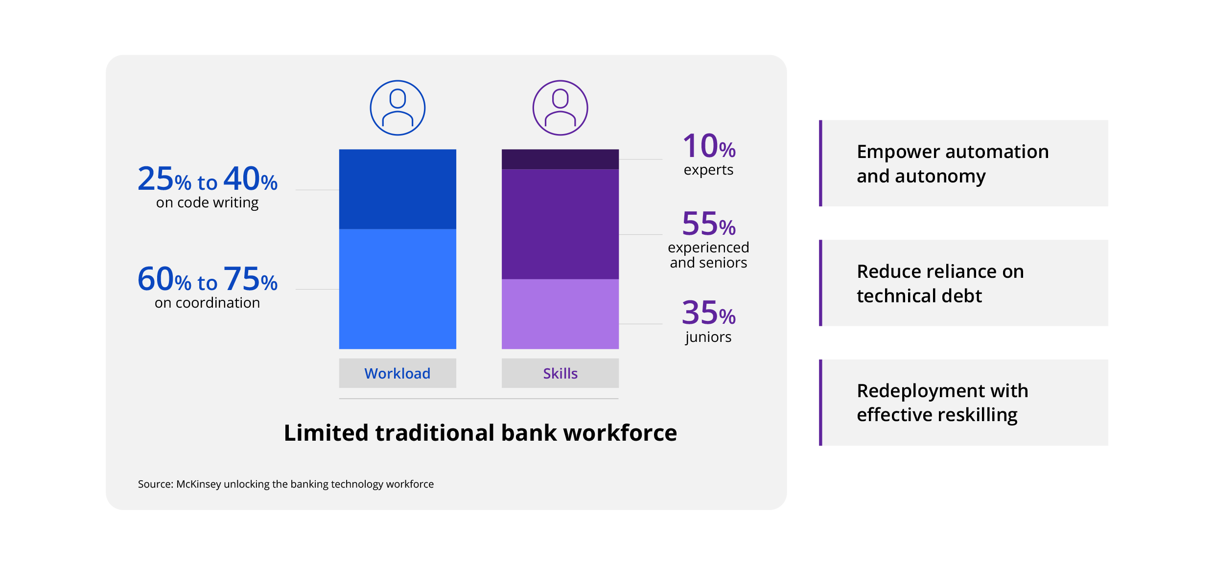 Chart shows the workload : skills balance supported by anonymized workforce statistics